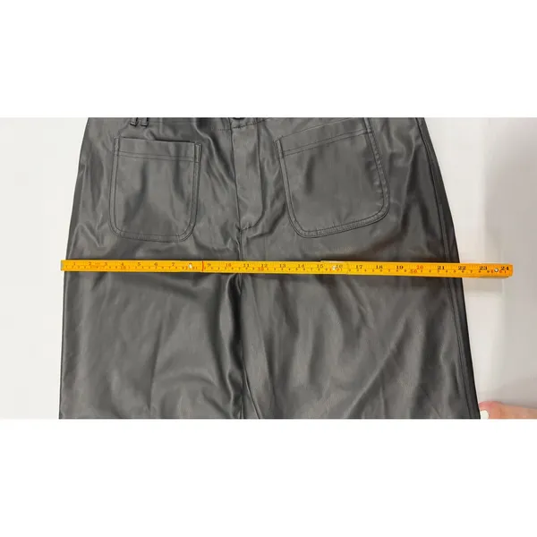 A New Day Women Black Faux Leather Wide Leg Pants Size 16 NWT 018104218 - Image 5