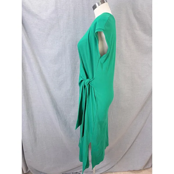Gracia Green Side Knot‎ Midi Dress Cotton Stretch M Effortless - Image 6