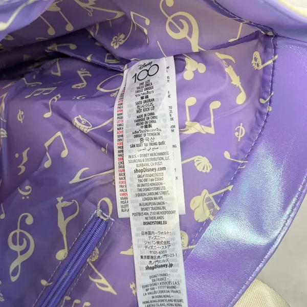 Disney 100 yrs of Music & Wonder tote bag. cream, shimmer purple. Never used - Image 6