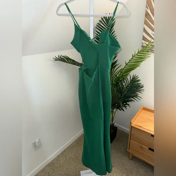 Significant‎ Other Cut Out Poet Asymmetrical Maxi Dress Green Womens Size 4 - Image 5
