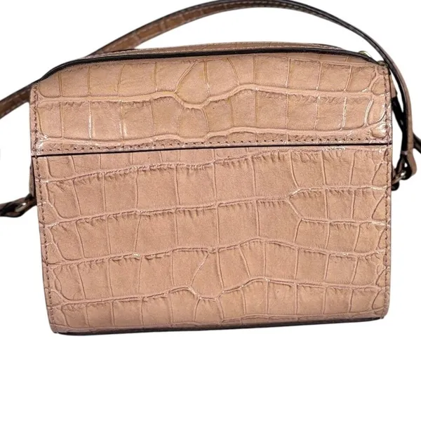 Kate Spade Perri Lane Rosey Beige Croc Embossed Leather Camera‎ Crossbody Bag - Image 2