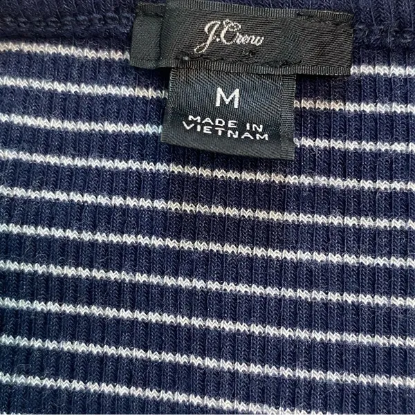 J. Crew Navy and White Striped Scoop Neck Ribbed Long Sleeve Henley - Image 11