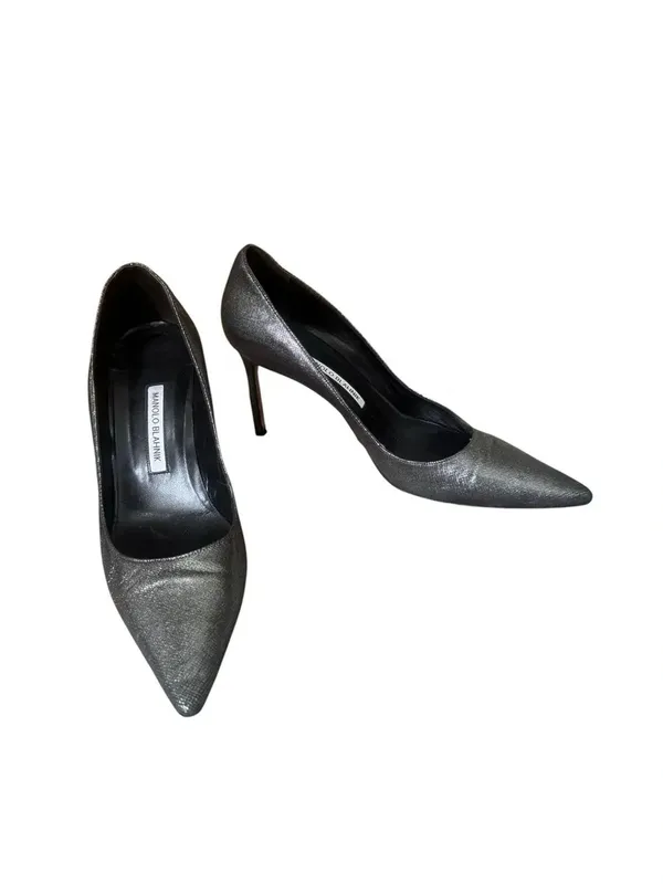 Manolo Blahnik Pumps Silver sparkly Pointed Toe Shoes 41 - Image 2