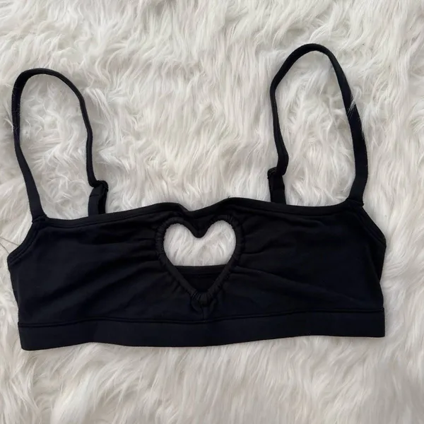 Skims Cotton Jersey Heart Scoop Bralette Soot Size XS - Image 6