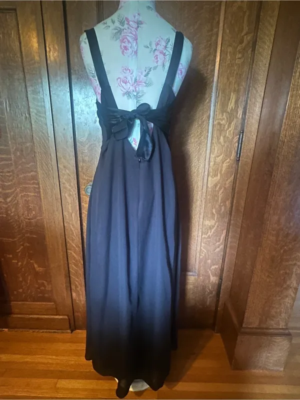 Vtg 90s Dave & Johnny by Laura Ryner Black Scoop Back Floor Length Dress, Sz 14 - Image 3