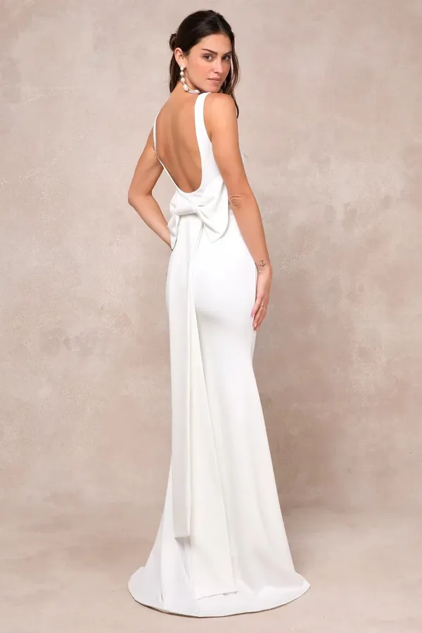 Lulus Wedding Dress with Bow - Image 2
