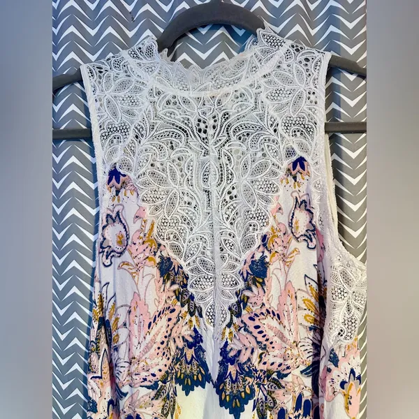 Free People | Marsha Printed Lace-Neck Dress, size S - Image 5