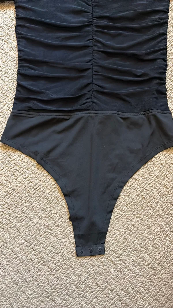 Pink Lily Black Long Sleeve Square Neck Bodysuit - Image 2