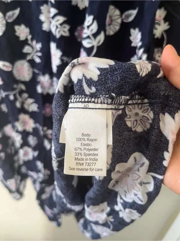 Croft & Barrow Navy Blue Lavender Floral Smocked Square Neck Peasant Midi Dress XL Cottagecore - Image 5