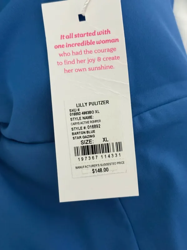 Lilly Pulitzer Luxletic Cary’s Active Romper in Barton Blue Star Gazing - Image 5