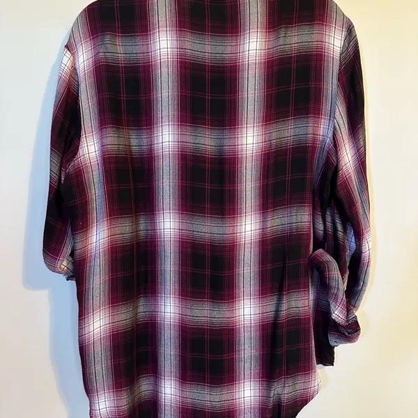 Express Button Front Plaid Flannel Shirt - Image 2