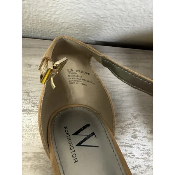 Women's Worthington "Becklyn" Block Heel Sandals – Tan Faux Suede Size 8.5 M - Image 8