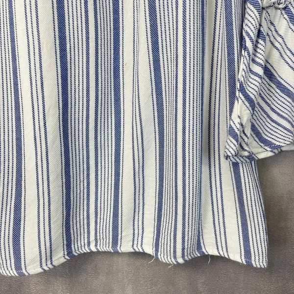 DREW Women Top Blouse Size Medium Off Shoulder Stripe Tiered Bell Sleeve Peasant - Image 6