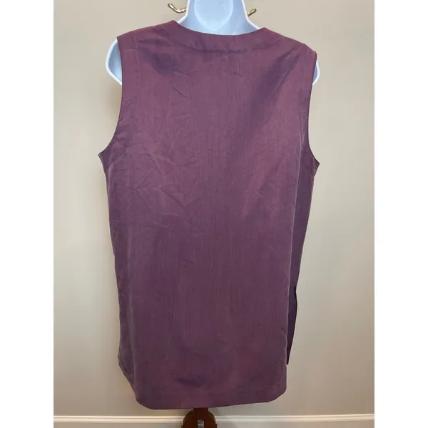 Linda Allard Ellen Tracy Purple Silk Sleeveless Button Down Collared Size 12 - Image 5
