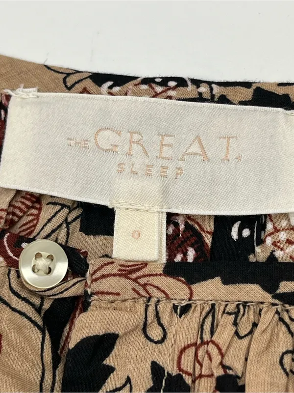 The Great. Sleep Dress 100% Cotton Size 0‎ Beige Black Timber Floral Loose - Image 2