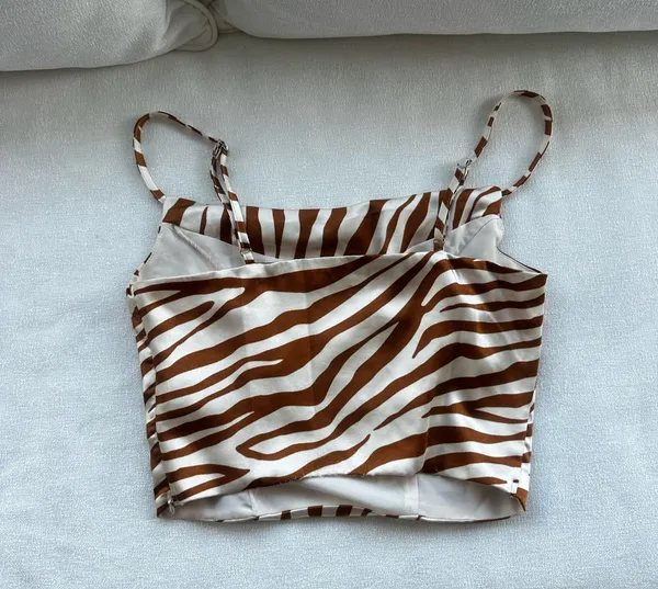 Satin Zebra Print Crop Top - Image 5