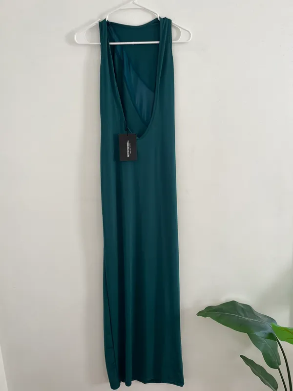 Pretty Little Thing EMERALD MESH LOW BACK DRESS - Image 5