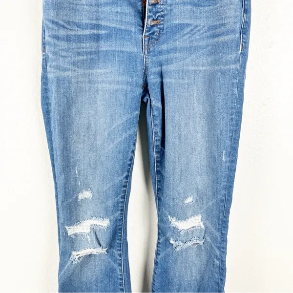 MADEWELL Cali Demi-Boot Button Fly Flare Leg Ripped Denim Jeans 25 Preppy Casual - Image 9