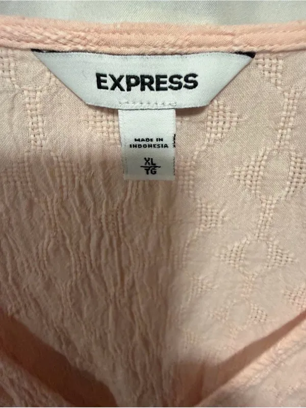 Express Pink Flutter Sleeve Ruffle Peplum Blouse V-Neck Boho Top Size xl - Image 4