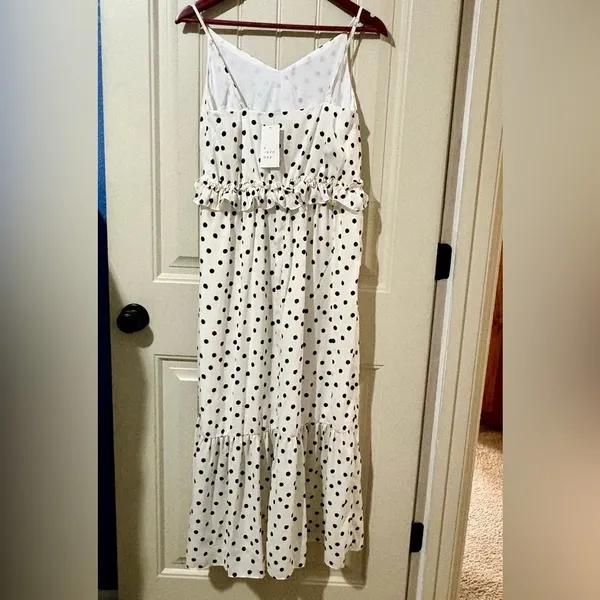 a new day White/Black Strapless Tiered Polka Dot Maxi Dress NWT - Image 5