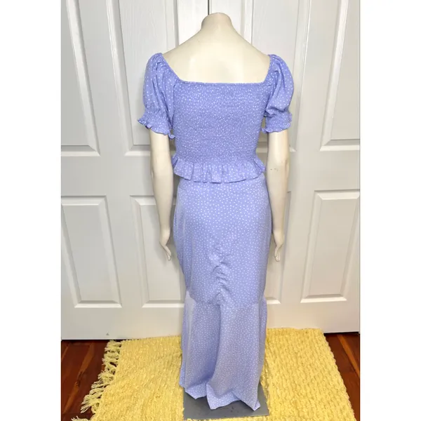 Red Dress Boutique Indigo Polka Dot Smocked Puff Sleeve Top & Ruffle Skirt Set - Image 8