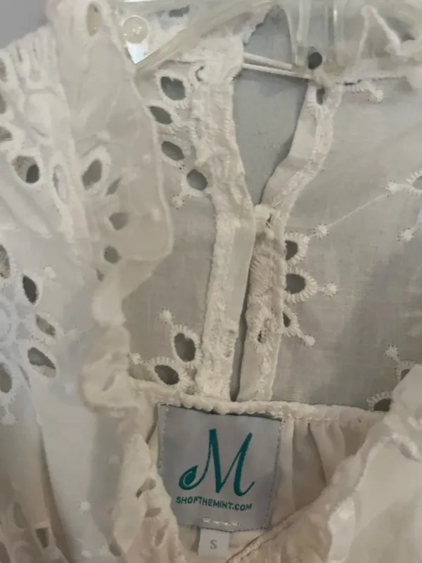 Shop the‎ Mint White Eyelet Dress - Image 3