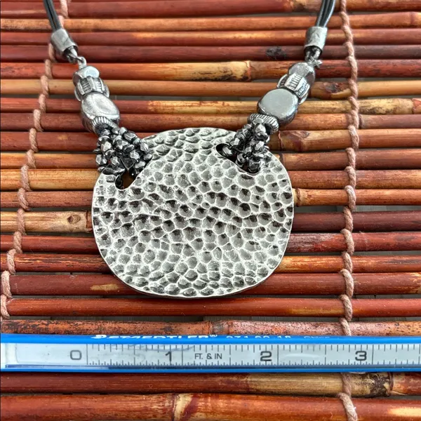 Chico's Textured Silver Pendant Necklace 16”-20” - Image 4