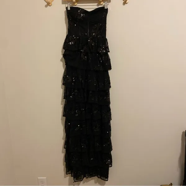 NWT Lulu's Definite Glamour Black Sequin Bustier Maxi Dress size Small - Image 3