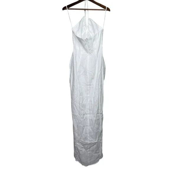 NWT Rumer Estelle Sleeveless Strappy Halter Maxi Dress Front Cutout L White - Image 6