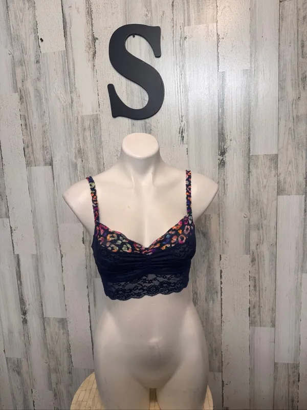 Victoria's Secret PINK Floral Lace Longline Bralette Womens S Navy Blue Multicol - Image 2
