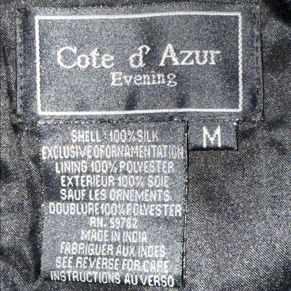 Cote d’ Azur medium vintage silk beaded sequin floral formal top evening wear - Image 6