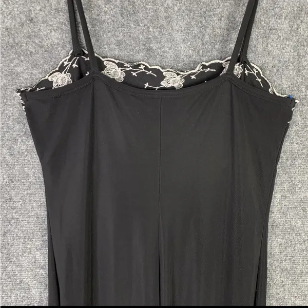 Y2K Vintage City Triangles Black Maxi Dress silver Accents medium Babydoll party - Image 10