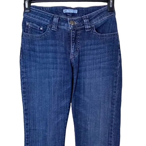 Lee Slender Secret Blue Jeans Size 4 Medium Crystal Accents Lower On The Waist - Image 2