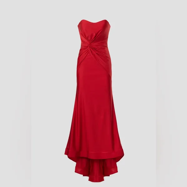 Revolve FAVIANA Red‎ Strapless Evening Knot Front Mermaid Sweetheart Gown 0 - Image 3