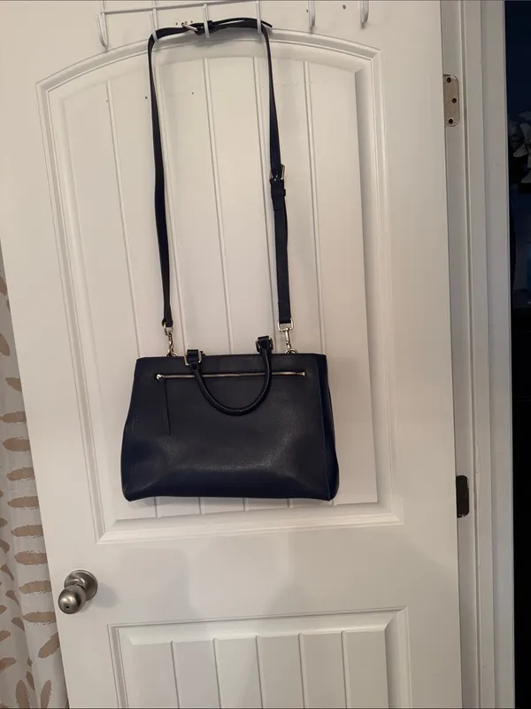 Dooney & Bourke Navy Leather Satchel with Gold Hardware - Image 3