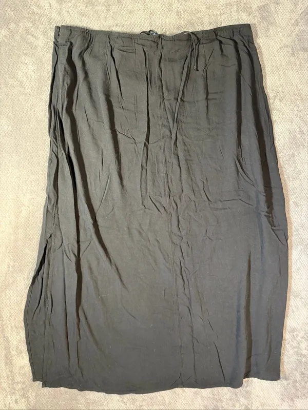 American Eagle Black Maxi Skirt XXL NEW Ruched Tie Front Side Slits Goth Boho - Image 6