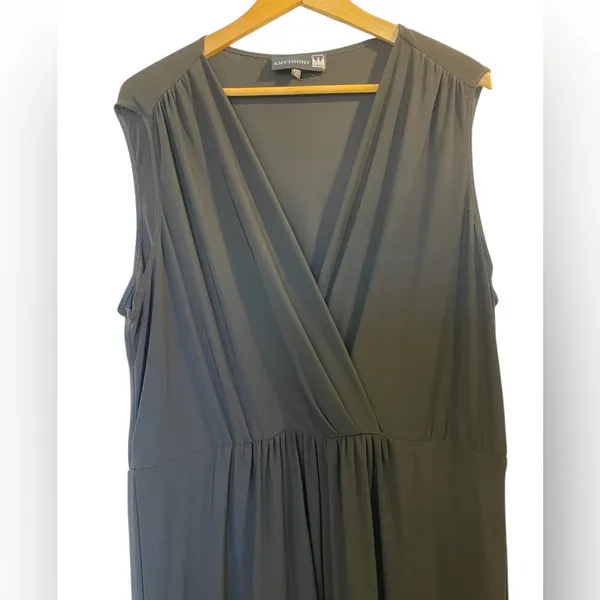 ANTTHONY Black V-Neck Surplice Sleeveless Stretchy Straight Leg Jumpsuit - Sz 1X - Image 3