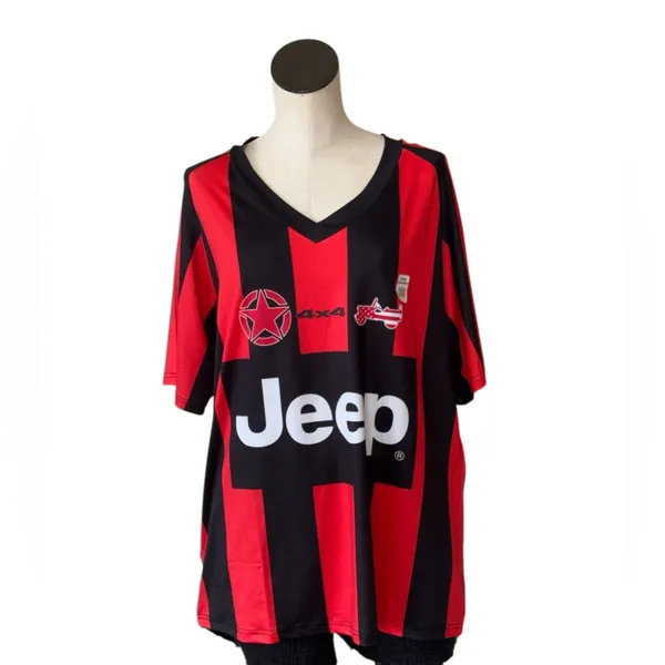 NWOT JEEP Wrangler 4X4 Red Black Striped Jersey Top Large - Image 4