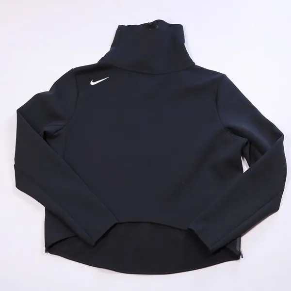 Nike Therma Mock Neck Tech Fleece Sweatshirt Women Size M Black High Low Hem Zip - Image 3