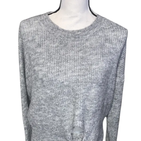 Petal & Pup Captivate Tie Hem Sweater Gray Cozy - Image 4
