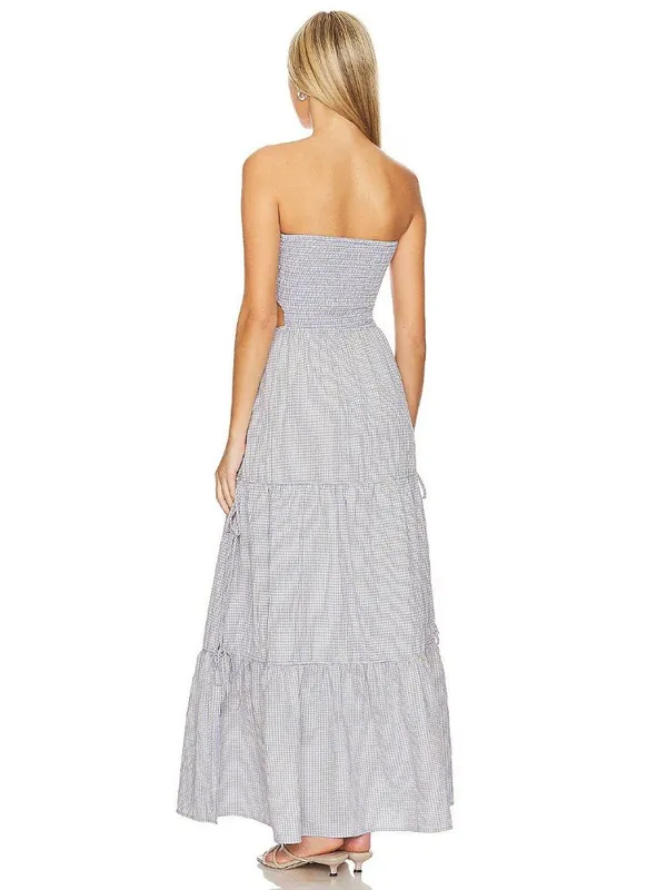 Rays for Days Kelle Cut Out Maxi Dress Coastal Cool Gingham Womens Size Medium - Image 3
