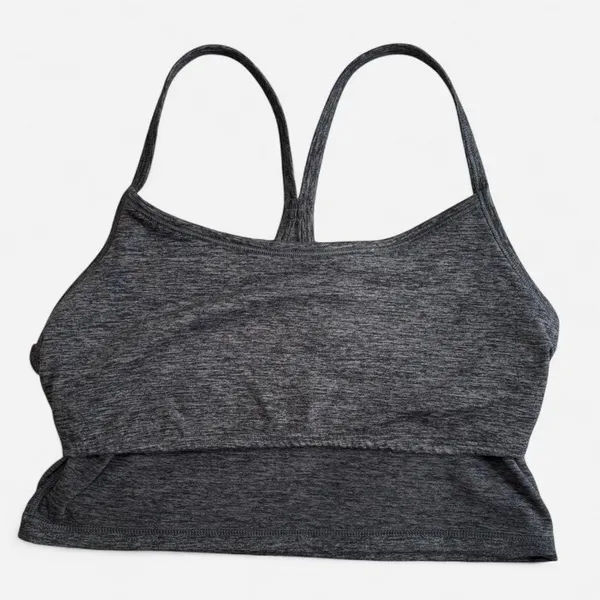 Aerie Women L Heather Gray White Lined Athletic Tank Top Workout Gym - Image 3