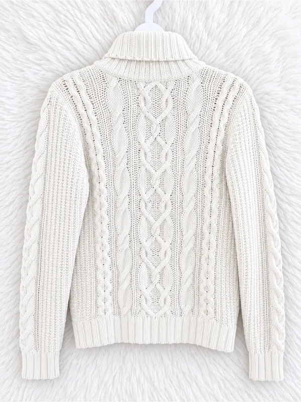 Lauren Ralph Lauren Ivory Cable Knit Turtleneck Sweater| Petite Small - Image 2