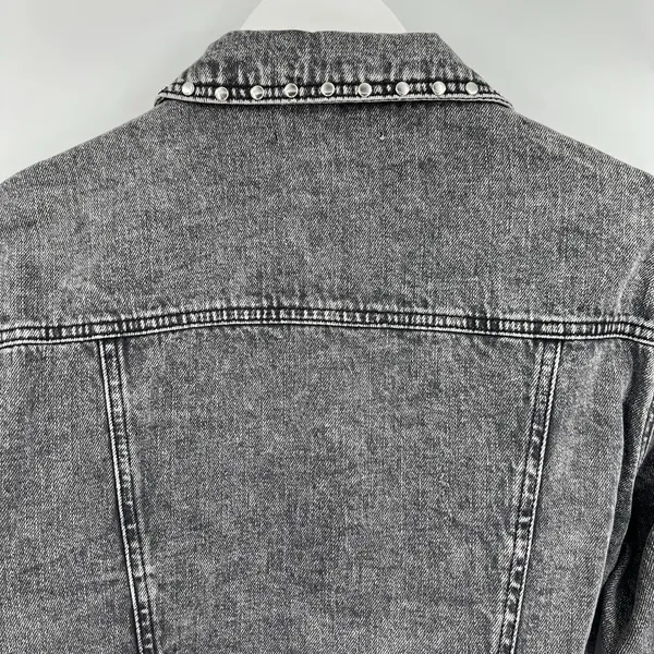 Rebecca Minkoff‎ Studded Denim Jean Jacket Black Gray 100% Cotton Size Small - Image 6