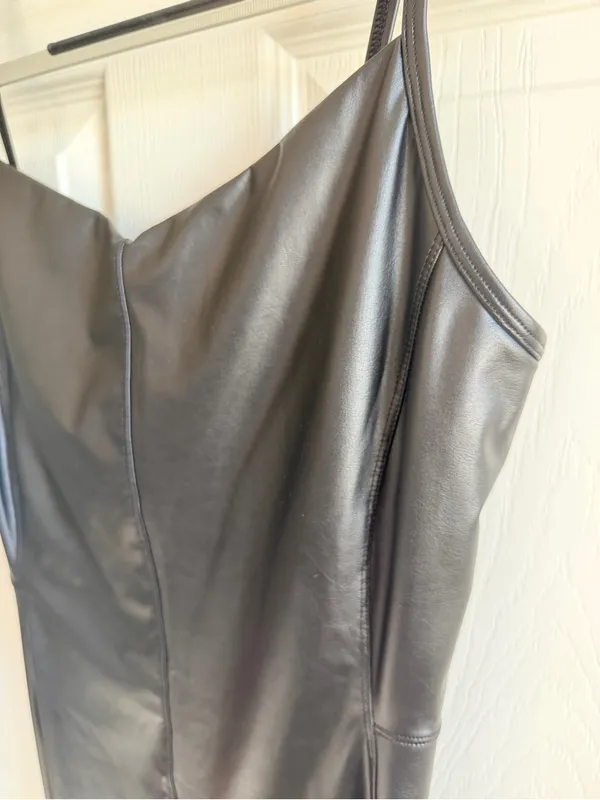 Aerie Offline Black Faux Leather Jumpsuit - Image 5