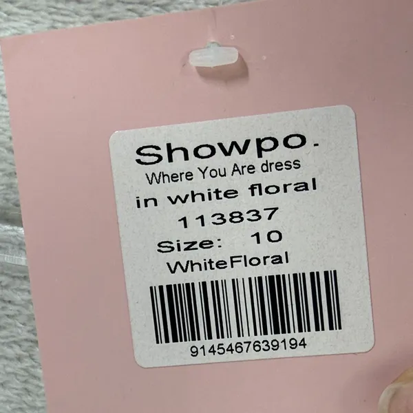 Showpo Where You Are White Floral Ruched Mini Dress Tie Straps Size 6 US NEW - Image 4