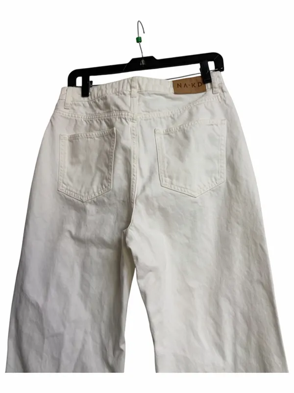NWT NA-KD White Brown Trim Straight Leg Jeans - Image 6