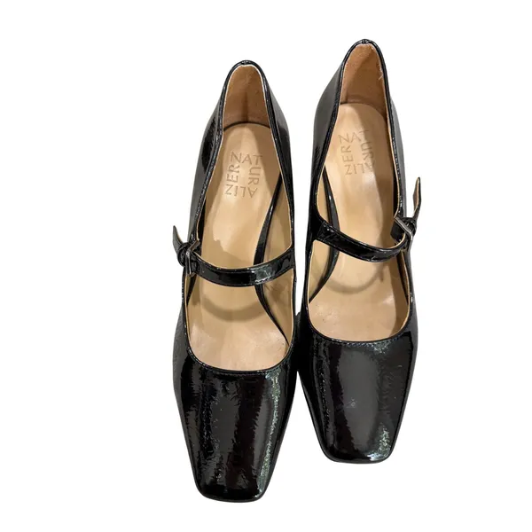 Naturalizer Warner-Mj Black Patent Mary Jane Block Heel Pumps Square Toe 9M - Image 3