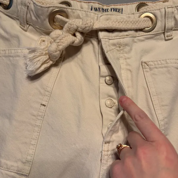 Free People We The Free Moxie Pull-On Barrel Jeans Cream Women Size 27 - Image 2