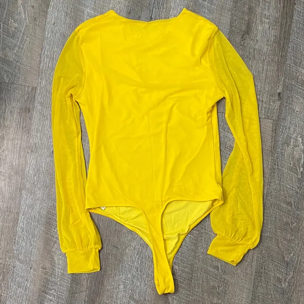 Yellow Long Sleeve Amazon One Piece Bodysuit for Women - Image 3